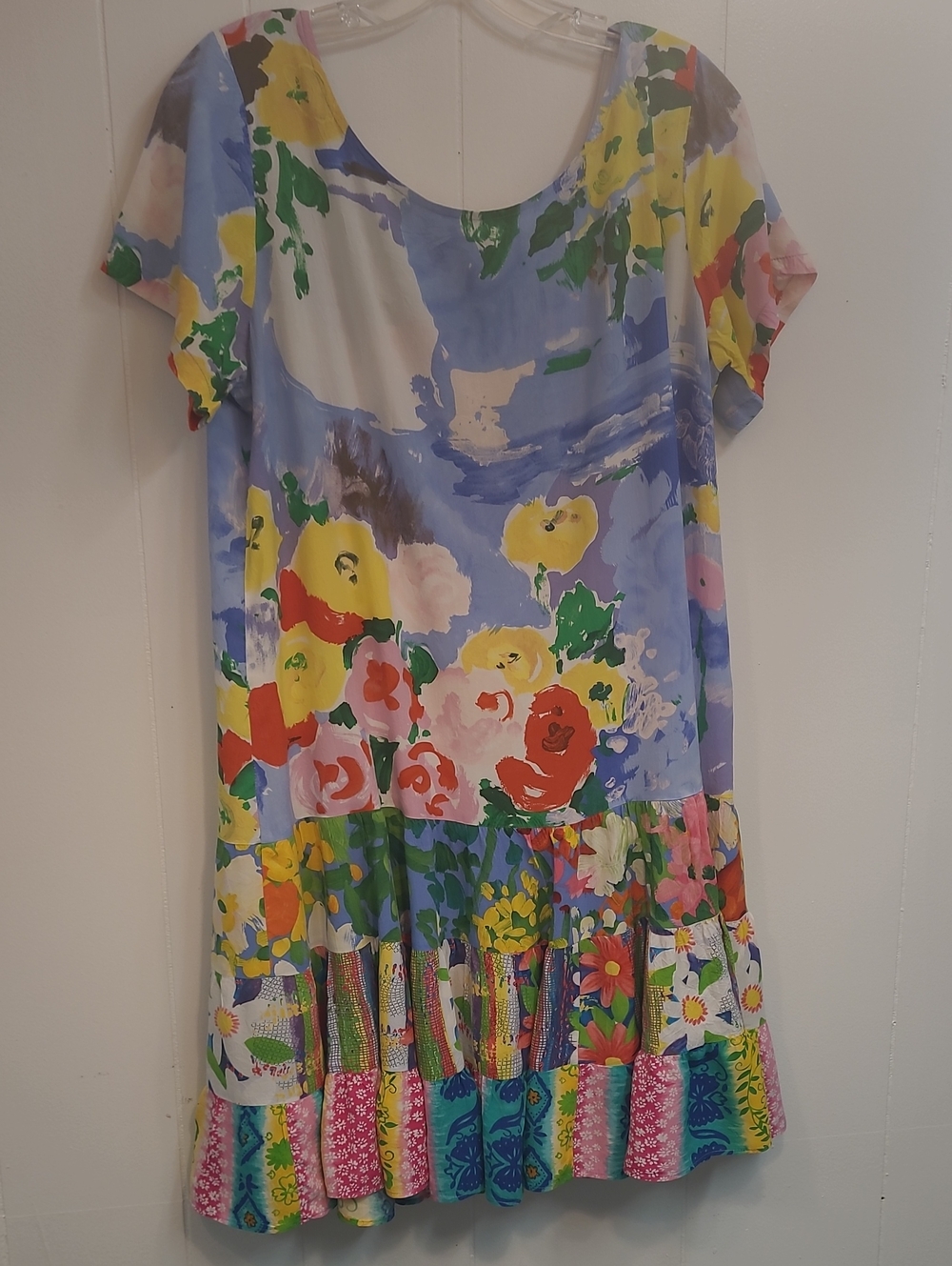 Jams World Vase of Flowers Dress Multi Color with 3 Tiers of Ruffles SZ XL - Picture 10 of 11